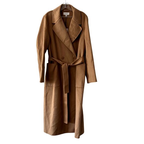 Reiss Lucia Double-Breasted Wool-Blend Coat in Camel Beige Size 12 NWT - Picture 5 of 14